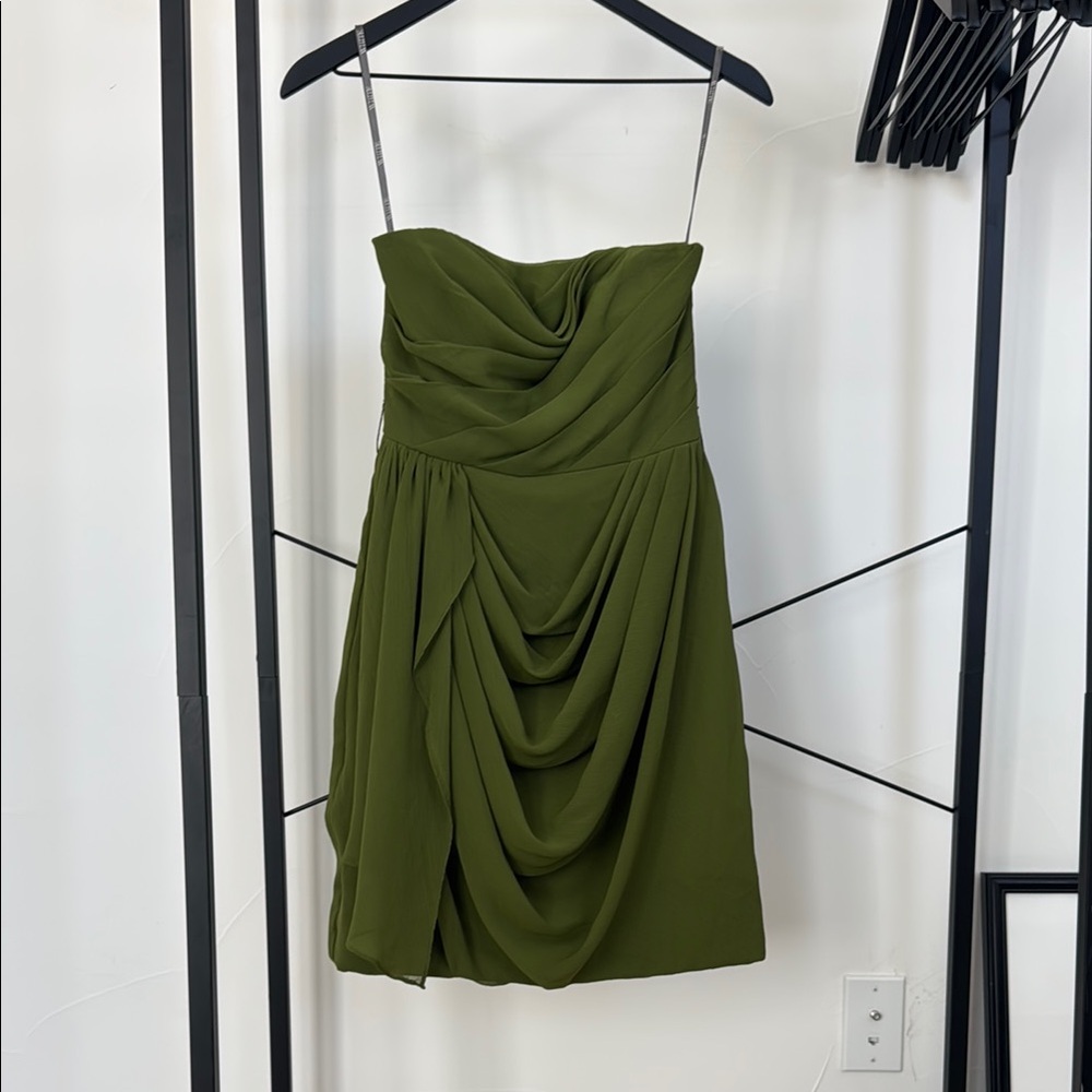 White by Vera Wang Green Asymmetrical Ruched Sundress